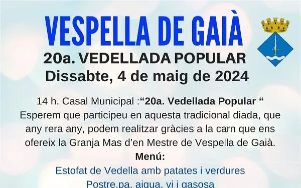 L’Ajuntament de Vespella de Gaià obre les inscripcions per a la 20a Vedellada Popular del 4 de maig