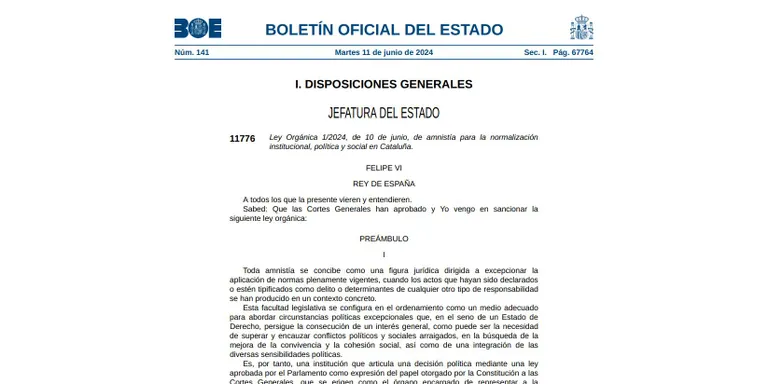 El BOE publica la llei d'amnistia i els afectats comencen a demanar que se'ls apliqui