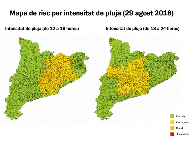 Protecció Civil activa la fase de prealerta per pluges intenses aquest dimecres