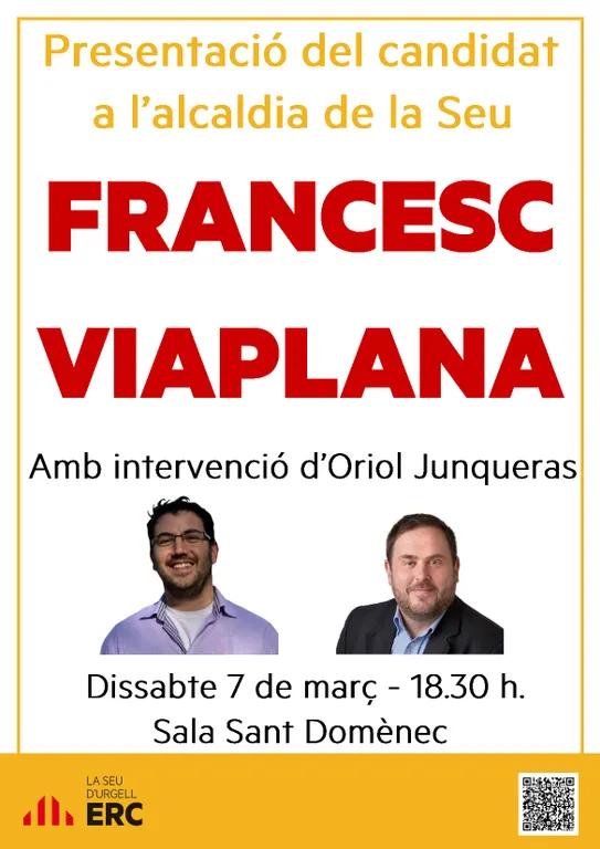 ERC presenta el candidat a l'alcaldia de la Seu, Francesc Viaplana