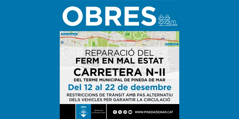 Reparació del ferm de la carretera Nacional-II al seu pas pel terme municipal de Pineda