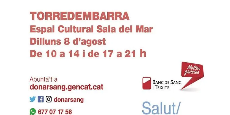 Torredembarra acull una nova campanya de donació de sang el dilluns 8 d’agost