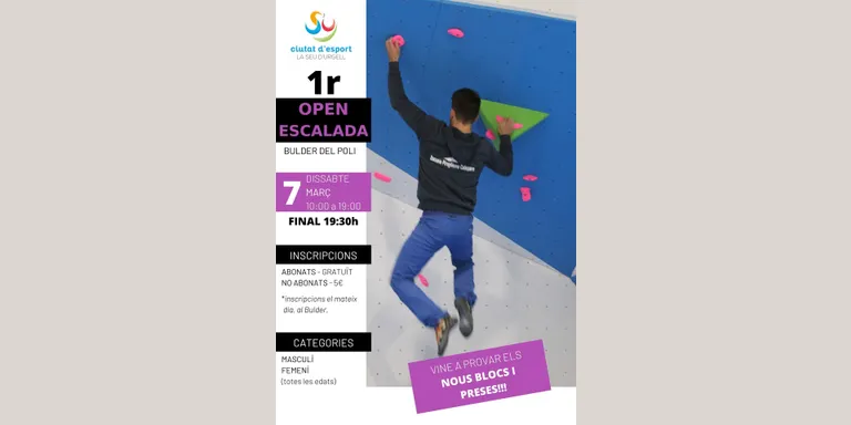 El Servei d’Esports de la Seu d’Urgell organitza el 1r Open d’Escalada