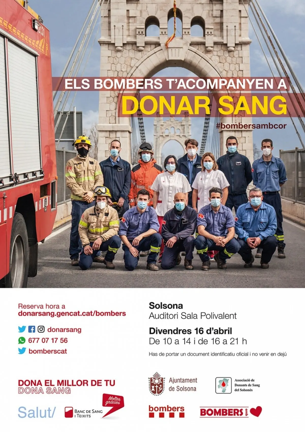 La campanya "Els Bombers t'acompanyen a donar sang" arriba a Solsona