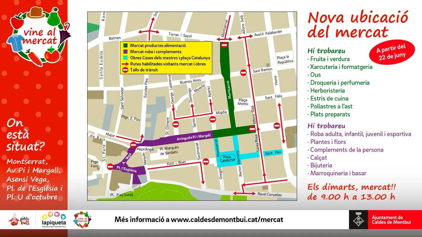L’inici de les obres de reforma de les Cases dels Mestres obligaran a traslladar el mercat dels dimarts a diversos espais del centre urbà a partir del 22 de juny