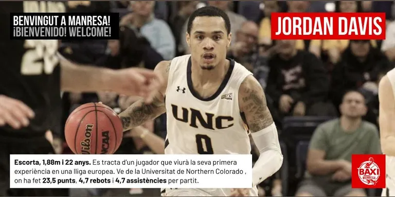 Jordan Davis, tercer fitxatge del BAXI Manresa