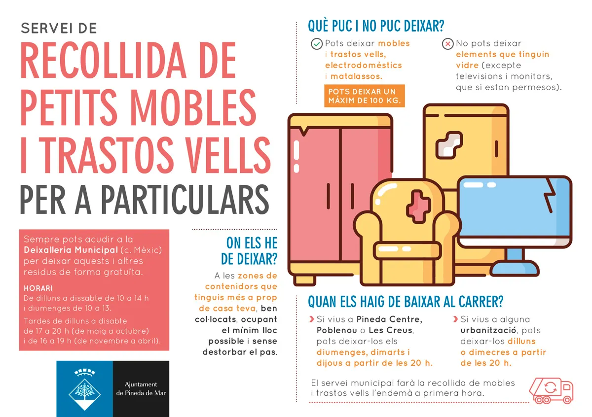 Com funciona a Pineda el servei de recollida de petits mobles i trastos vells per a particulars?