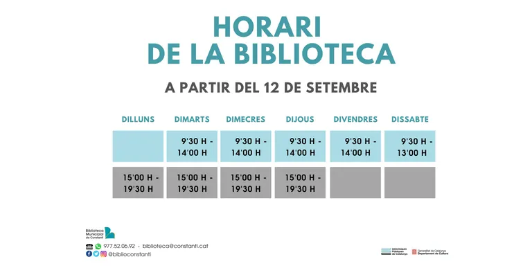 La Biblioteca Municipal de Constantí inicia l'horari d'hivern