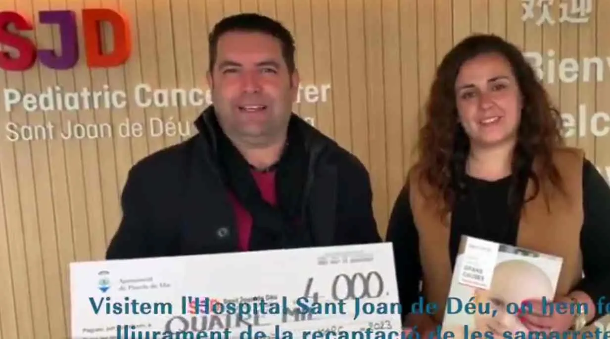 L'Ajuntament de Pineda entrega 4000 a l'Hospital Sant Joan de Déu per la lluita contra el càncer