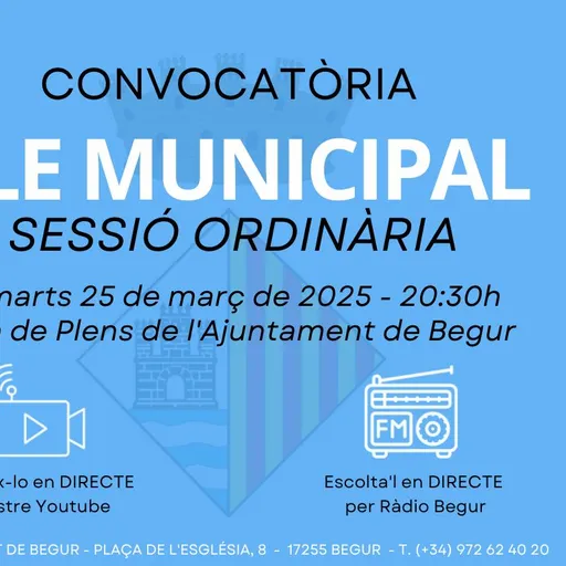 25 de març: Ple municipal ordinari de l’Ajuntament de Begur