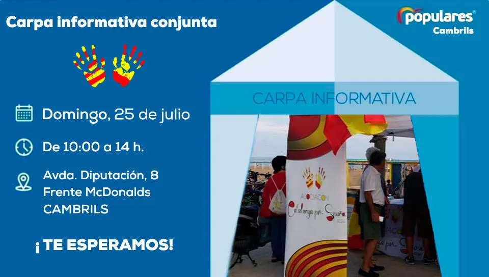 El PP de Cambrils instal·larà diumenge una carpa informativa al Passeig Marítim