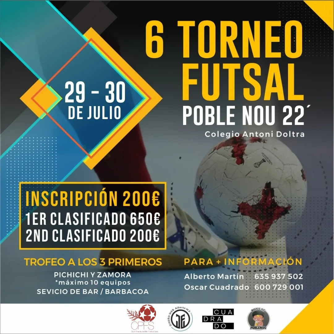 6è Torneig Futsal Poblenou 22, al col·legi Antoni Doltra, aquest divendres i dissabte