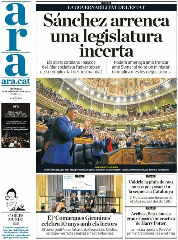 Cop d'ull als diaris d'aquest divendres 17 de novembre