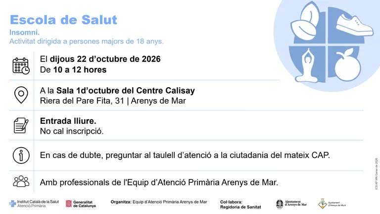 L’Escola de Salut dedica una sessió a l’insomni aquest dijous al Calisay