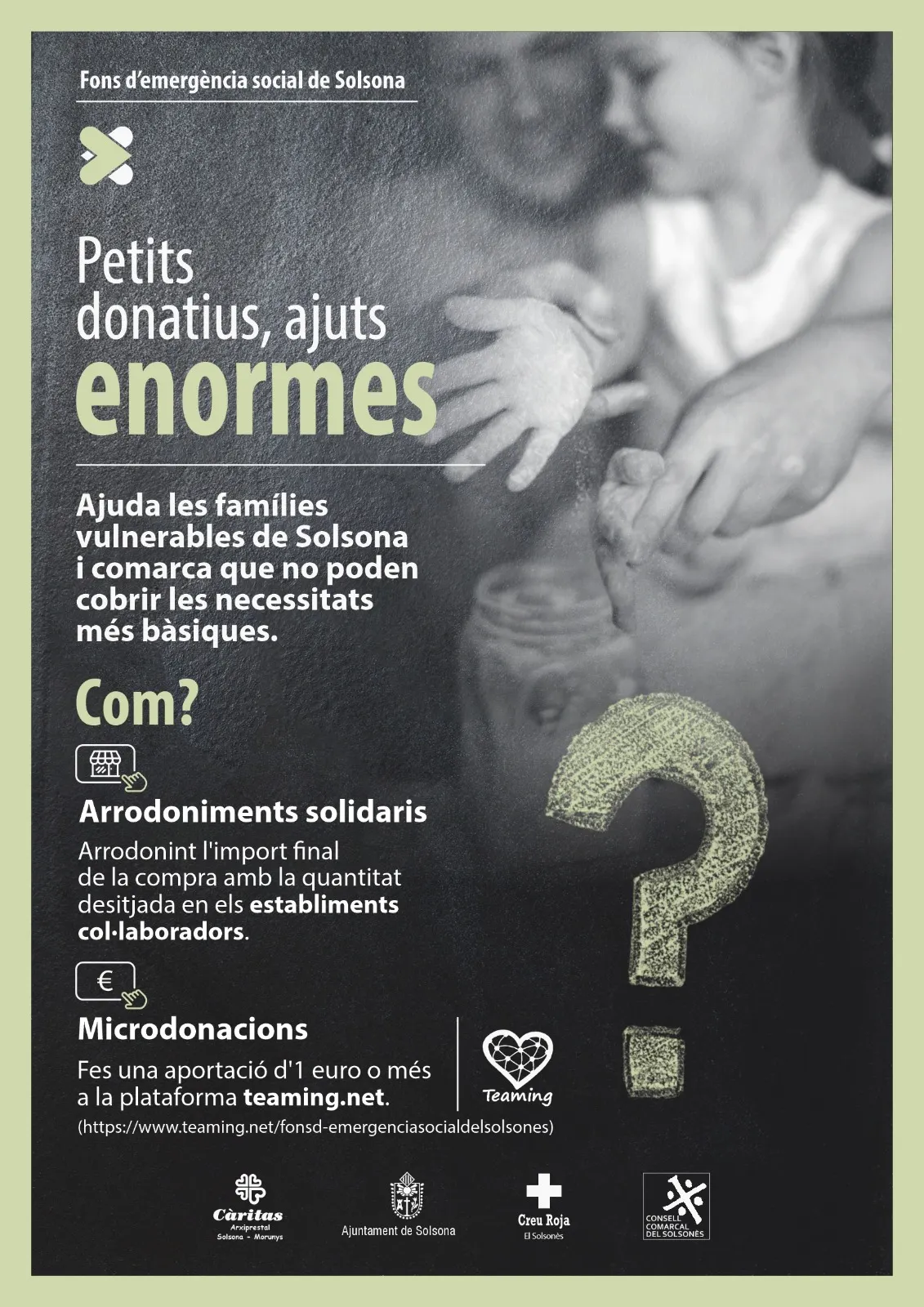 El Fons d'Emergència Social posa en marxa una campanya per col·laborar-hi a través d'arrodoniments solidaris i microdonacions