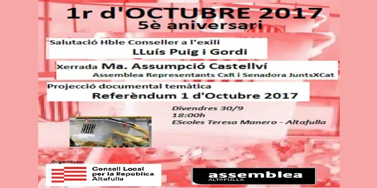 Altafulla rememora l'1 d'octubre instant els polítics a "complir el mandat" sorgit de les urnes ara fa 5 anys