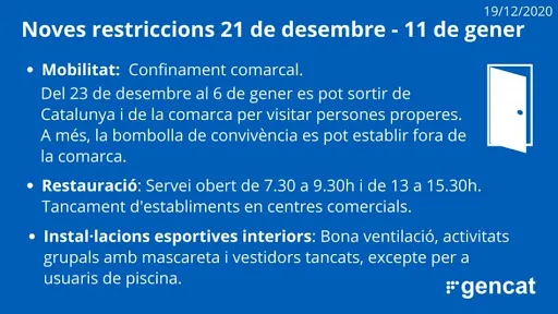 Salut allarga una setmana més les mesures en vigència des de l’endemà de Reis