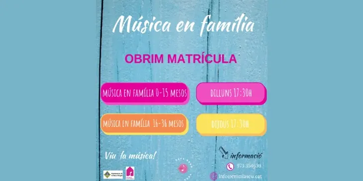 Oberta la matrícula per participar en la proposta 'Música en família', a l'Escola Municipal de Música de la Seu d'Urgell