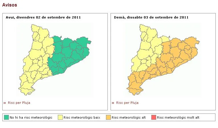 Activada l'alerta d'inundacions per les pluges previstes per al cap de setmana