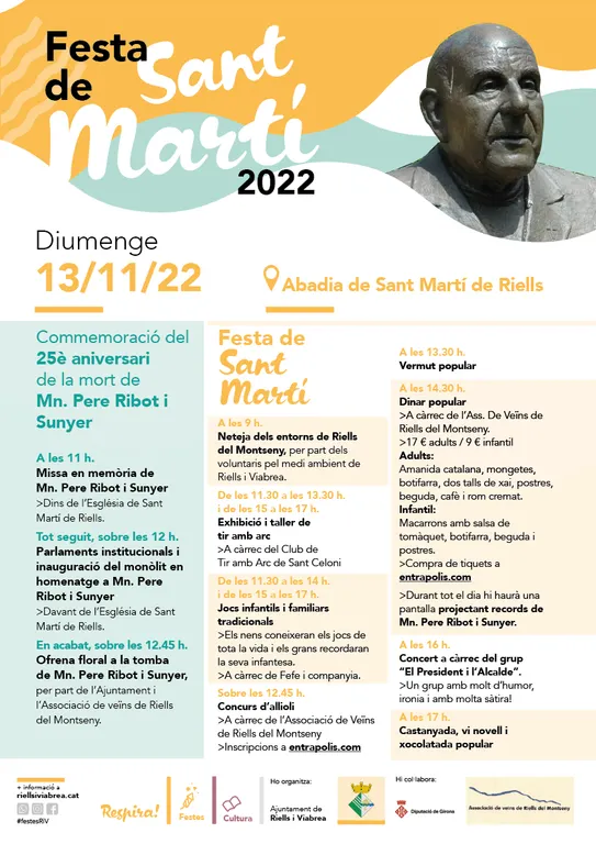 Riells i Viabrea inaugura el monòlit en homenatge a mossèn Pere Ribot i Sunyer