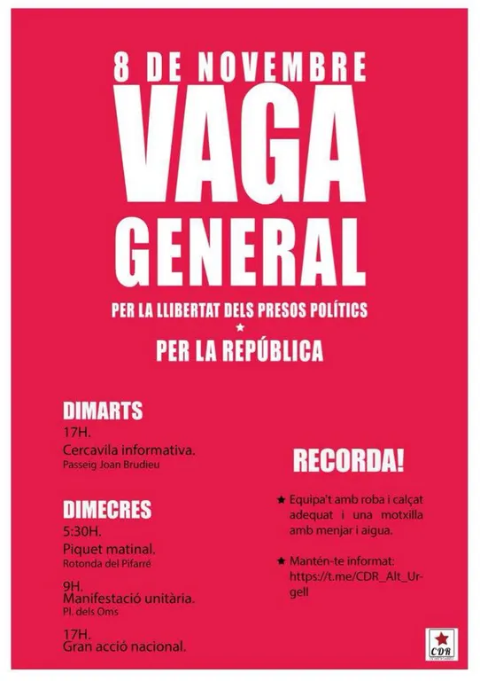Convoquen una manifestació i un tall de carretera a la Seu en el marc de la vaga general