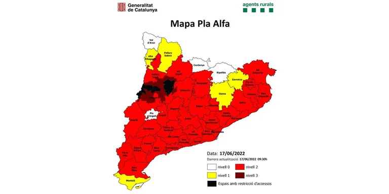 Activat el Pla Alfa 3 de risc extrem d'incendis a Bassella, Coll de Nargó i Peramola