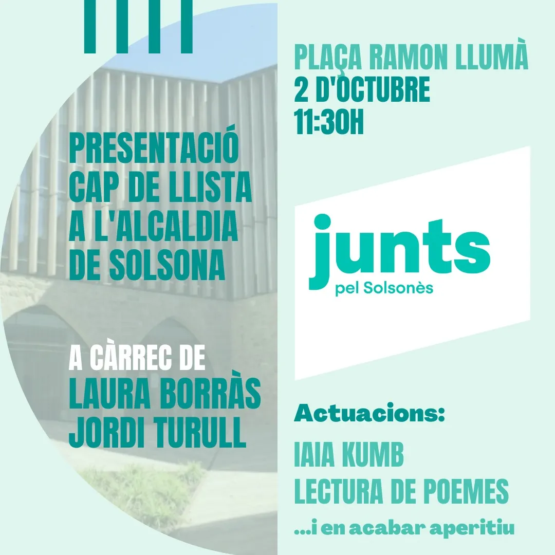 Junts per Catalunya donarà a conèixer diumenge qui serà cap de llista a l'alcaldia de Solsona