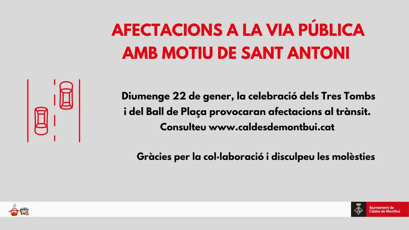 Publicades les afectacions de trànsit per la festa de Sant Antoni