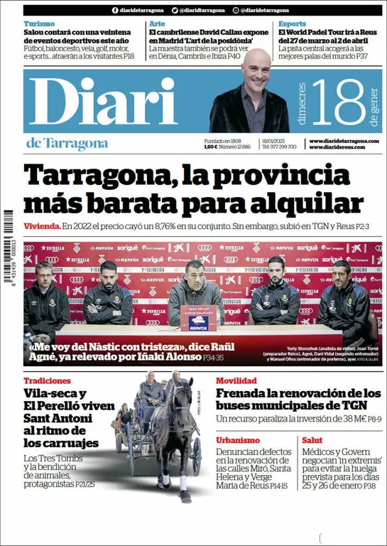 Consulta les portades dels diaris d'aquest 18 de gener