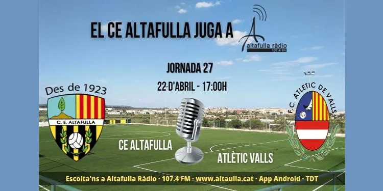 El CE Altafulla rep l’Atlètic Valls en un duel decisiu per l’ascens