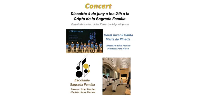 La Coral Santa Maria actua aquest dissabte a la cripta de la Sagrada Família