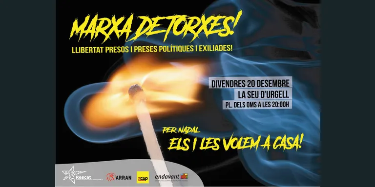 Marxa de torxes a la Seu sota el lema 'Llibertat presos i preses polítiques i exiliades'