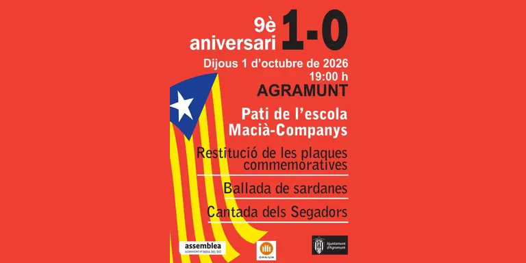 Un acte commemorarà el 9è aniversari de l’1 d’Octubre