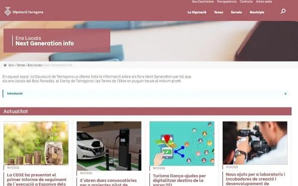 La Diputació de Tarragona impulsa un espai informatiu sobre els Next Generation per als ajuntaments i consells comarcals