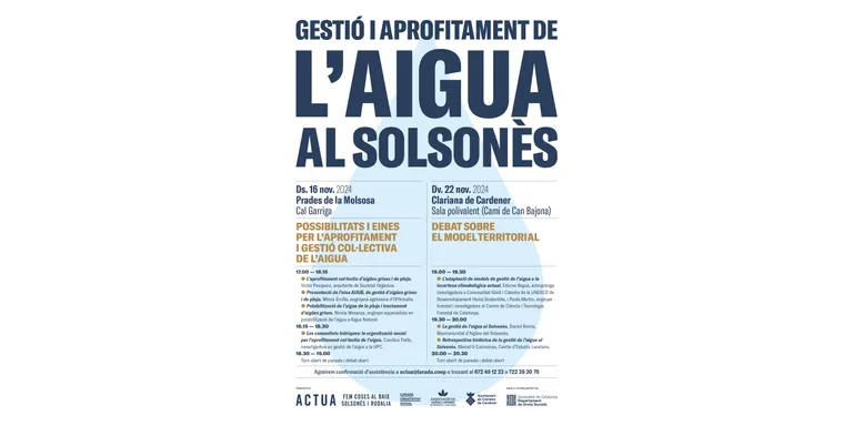 L'Actua de l'Arada organitza un cicle sobre la gestió i l'aprofitament de l'aigua al Solsonès