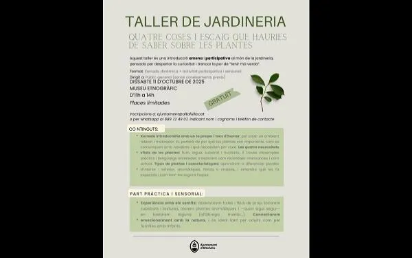 L’Ajuntament d’Altafulla impulsa un taller de jardineria gratuït perquè els veïns tinguin uns coneixements bàsics de l’àrea