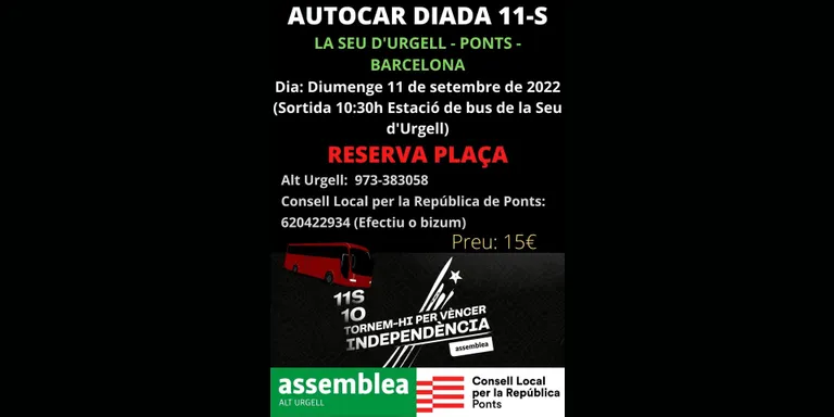L'ANC Alt Urgell organitza un autocar per assistir a la concentració de la Diada