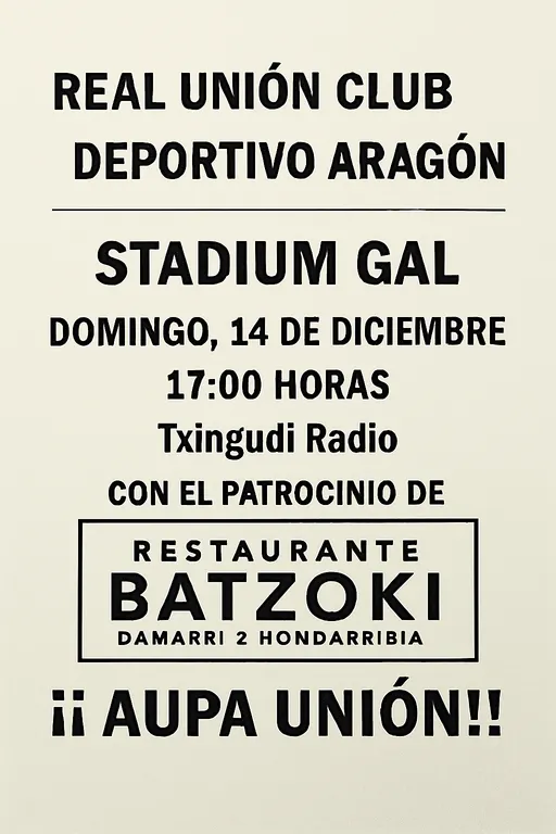 EL REAL UNIÓN BUSCA REAFIRMAR SU FORTALEZA EN EL STADIUM (17,00 horas) ANTE EL DEPORTIVO ARAGÓN www.txingudiradio.com directo