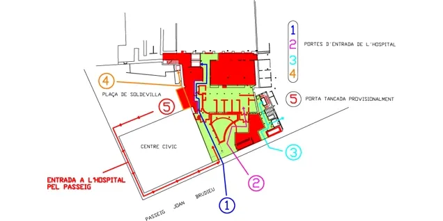 Canvi d'accés al Sant Hospital per les obres a la recepció