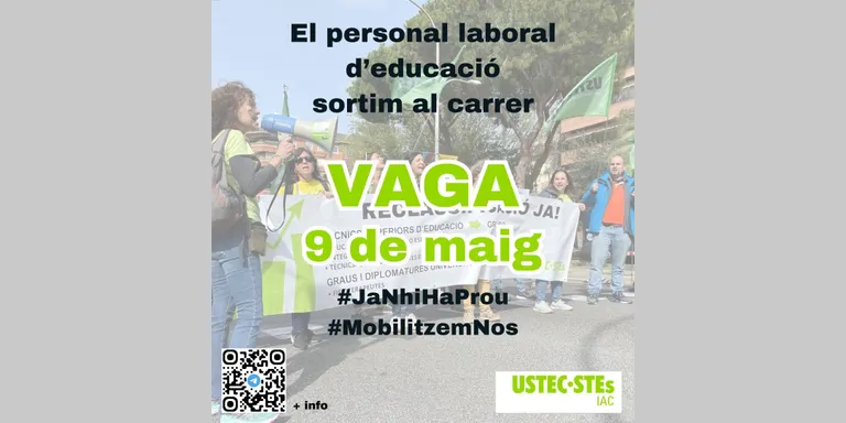 El personal laboral del Departament d'Educació convoca vaga el 9 de maig per la precarietat de la feina