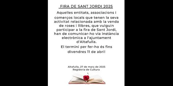 S’obre el període d’inscripcions per participar a la Fira de Sant Jordi d’Altafulla