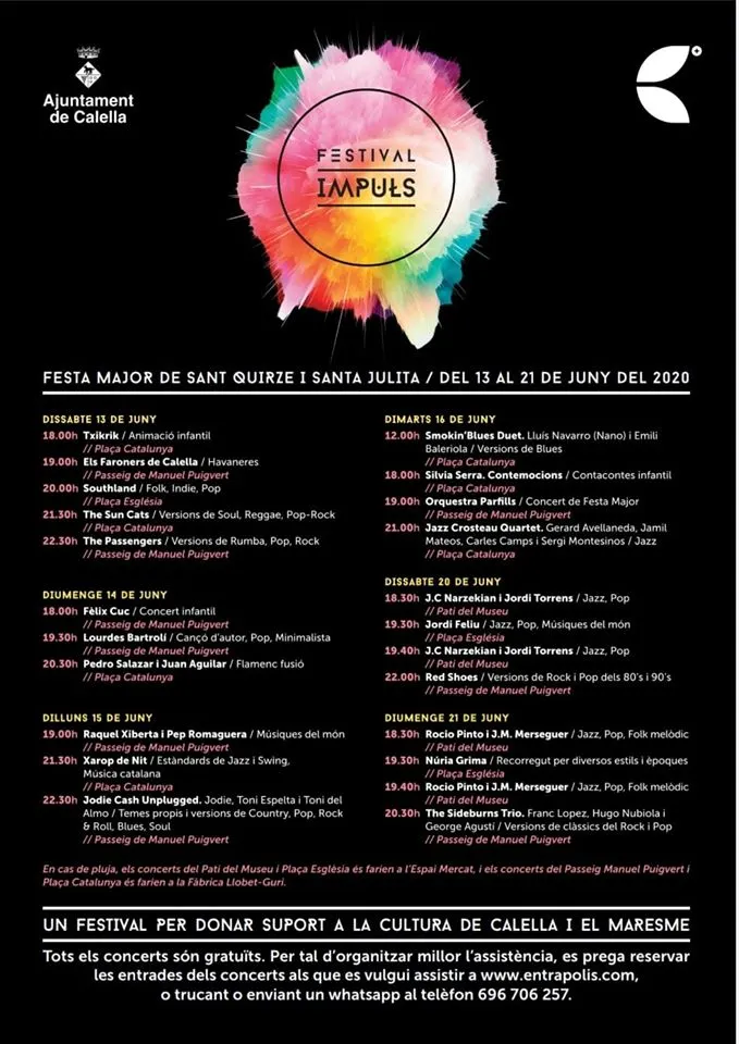 Diverses cantants i músics de Pineda participaran al 'Festival Impuls' de Calella vol donar suport a la cultura de l'Alt Maresme
