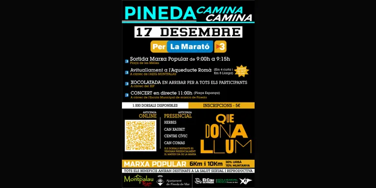 Ja podeu reservar tiquets per la marxa 'Pineda camina per la Marató'
