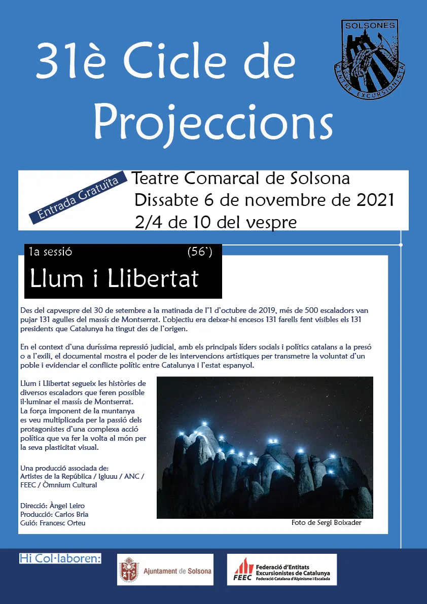 El documental "Llum i llibertat" obre dissabte el Cicle de Projeccions del Centre Excursionista del Solsonès