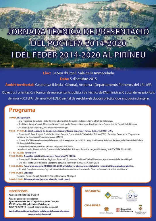 La Seu acull la presentació dels programes POCTEFA i FEDER al Pirineu