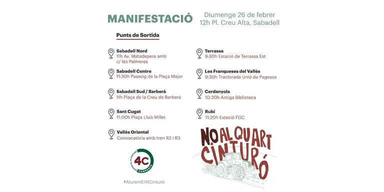 Els organitzadors de la manifestació contra el Quart Cinturó, diumenge a Sabadell, preveuen molta participació