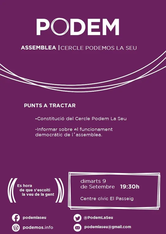 Assemblea de constitució del Cercle Podem La Seu