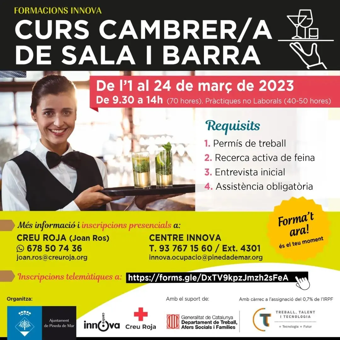 El Centre Innova farà un curs de cambrer de sala