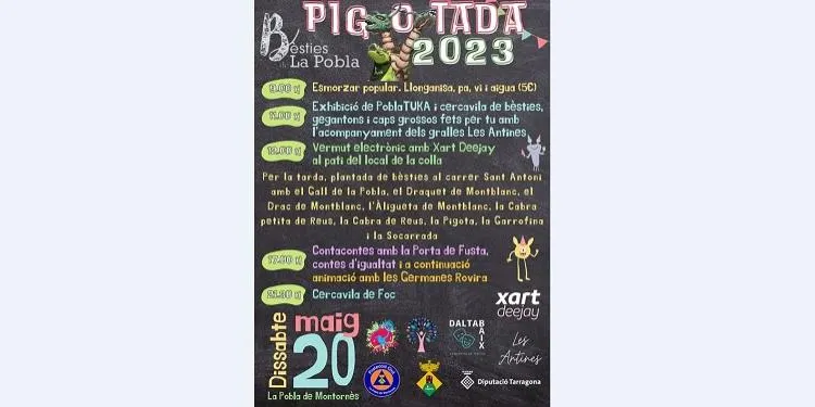 Jornada de bèsties i foc amb la Pigotada 2023 a la Pobla de Montornès el 20 de maig