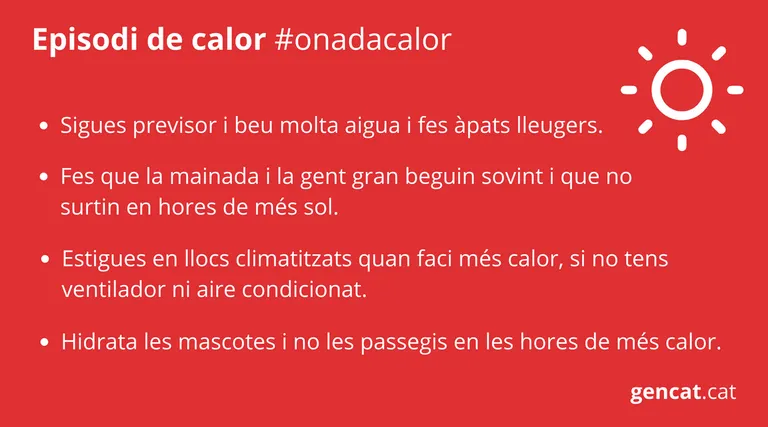 Protecció Civil demana extremar les precaucions davant l’onada de calor